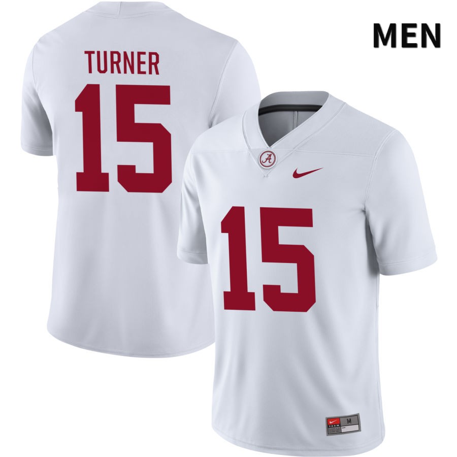 Alabama Crimson Tide Men's Dallas Turner #15 NIL White 2022 NCAA Authentic Stitched College Football Jersey TK16O64NB